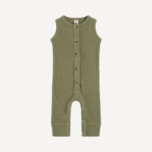 NWT 2T Kate Quinn Sleeveless Button Sport Jumpsuit Dark Olive Cotton Thermal